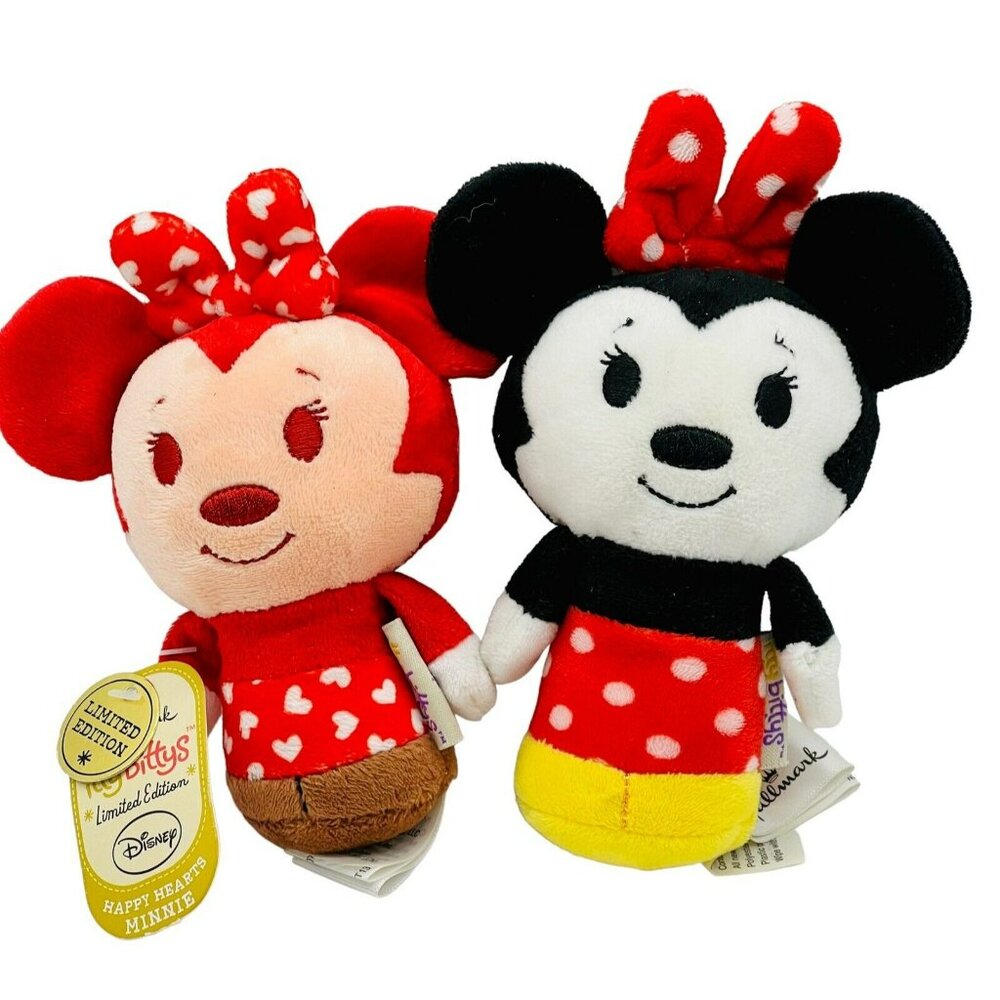 Hallmark Itty Bittys Minnie Mouse Plush Happy Hearts Lot of 2 Valentine Disney